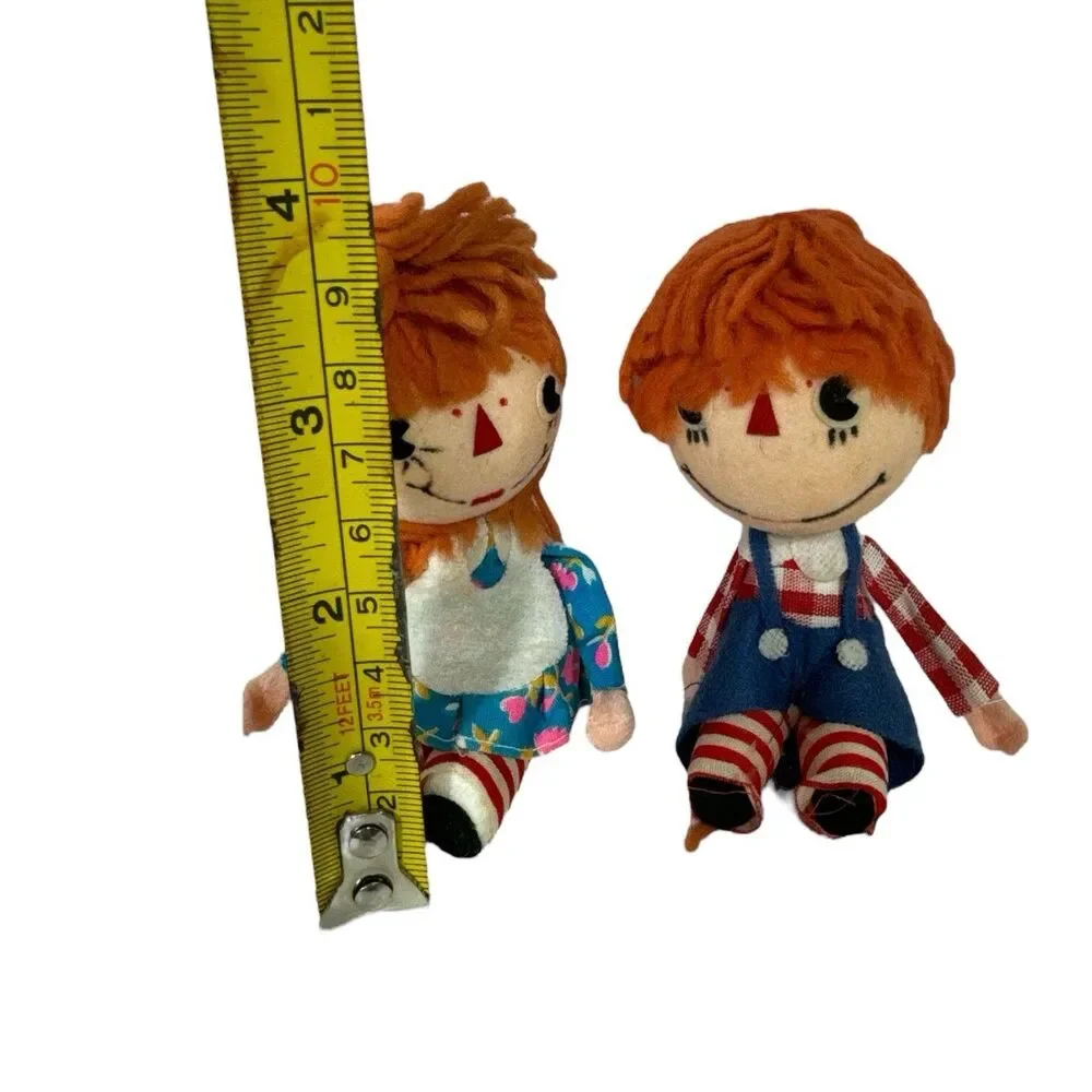 Vintage MCM Raggedy Ann Doll Big Head Christmas Flocked Ornaments